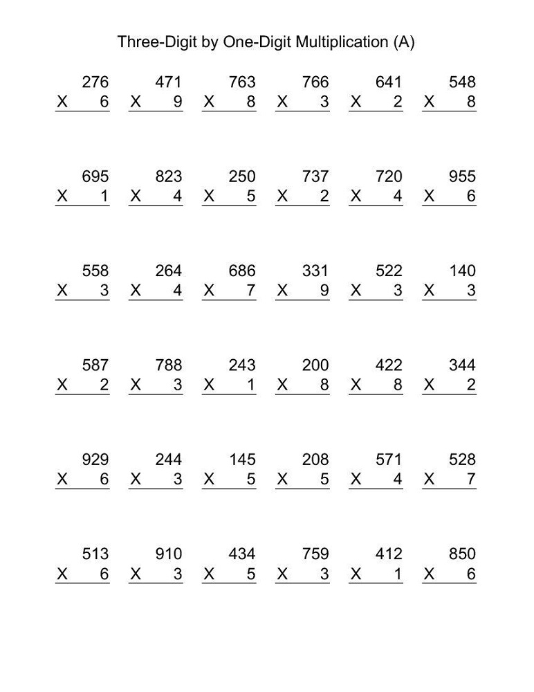 mathematics printable worksheets multiplication