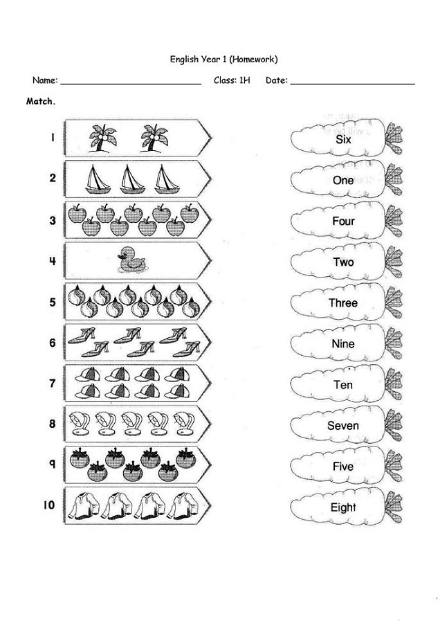 primary maths worksheets printable matching