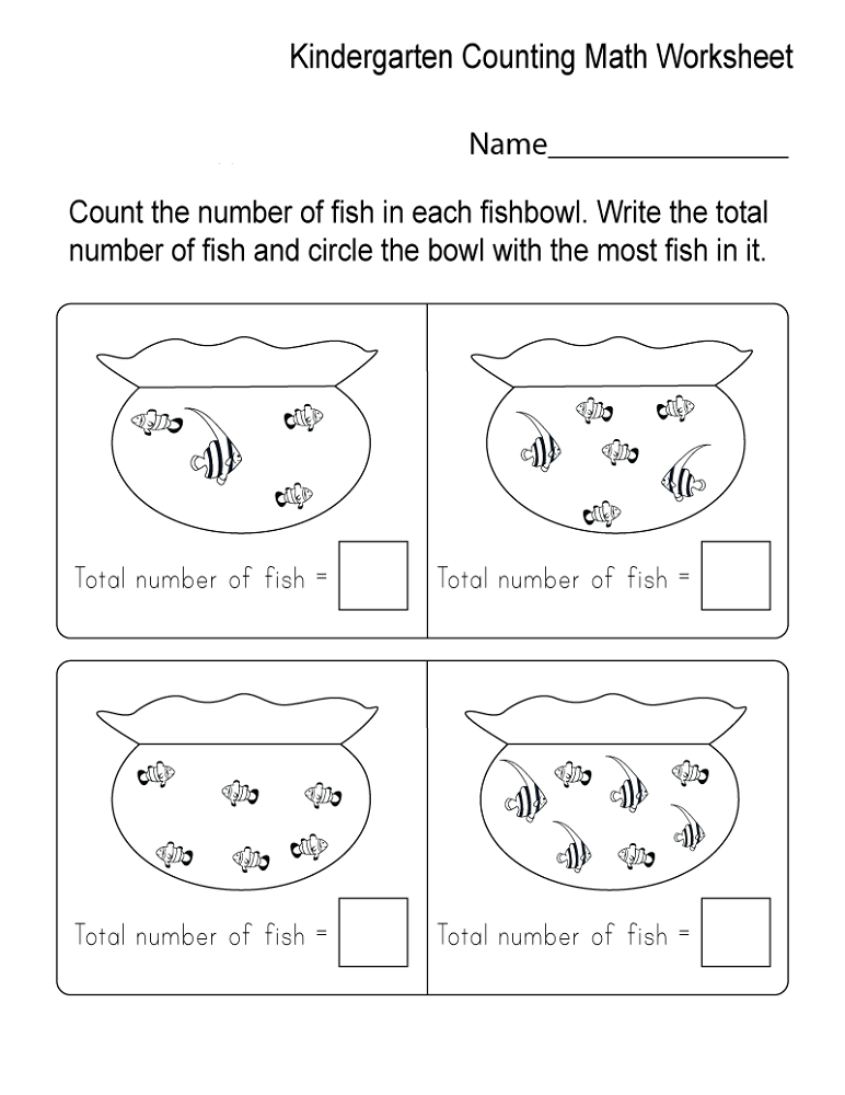 free math printouts kindergarten