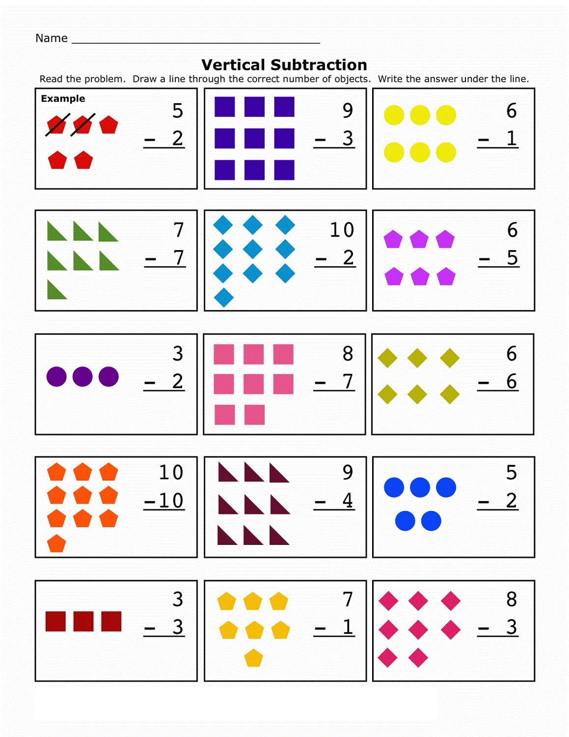 free mathematics worksheets subtraction