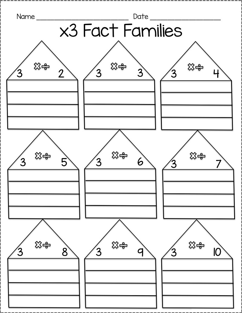 math fact families worksheets template