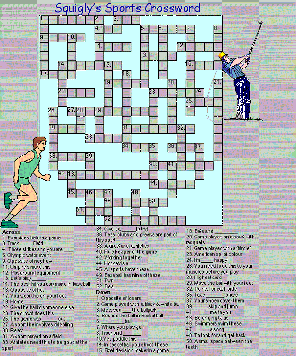 Crossword puzzle sports Free Printable