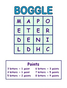 Boggle Game Board Kids