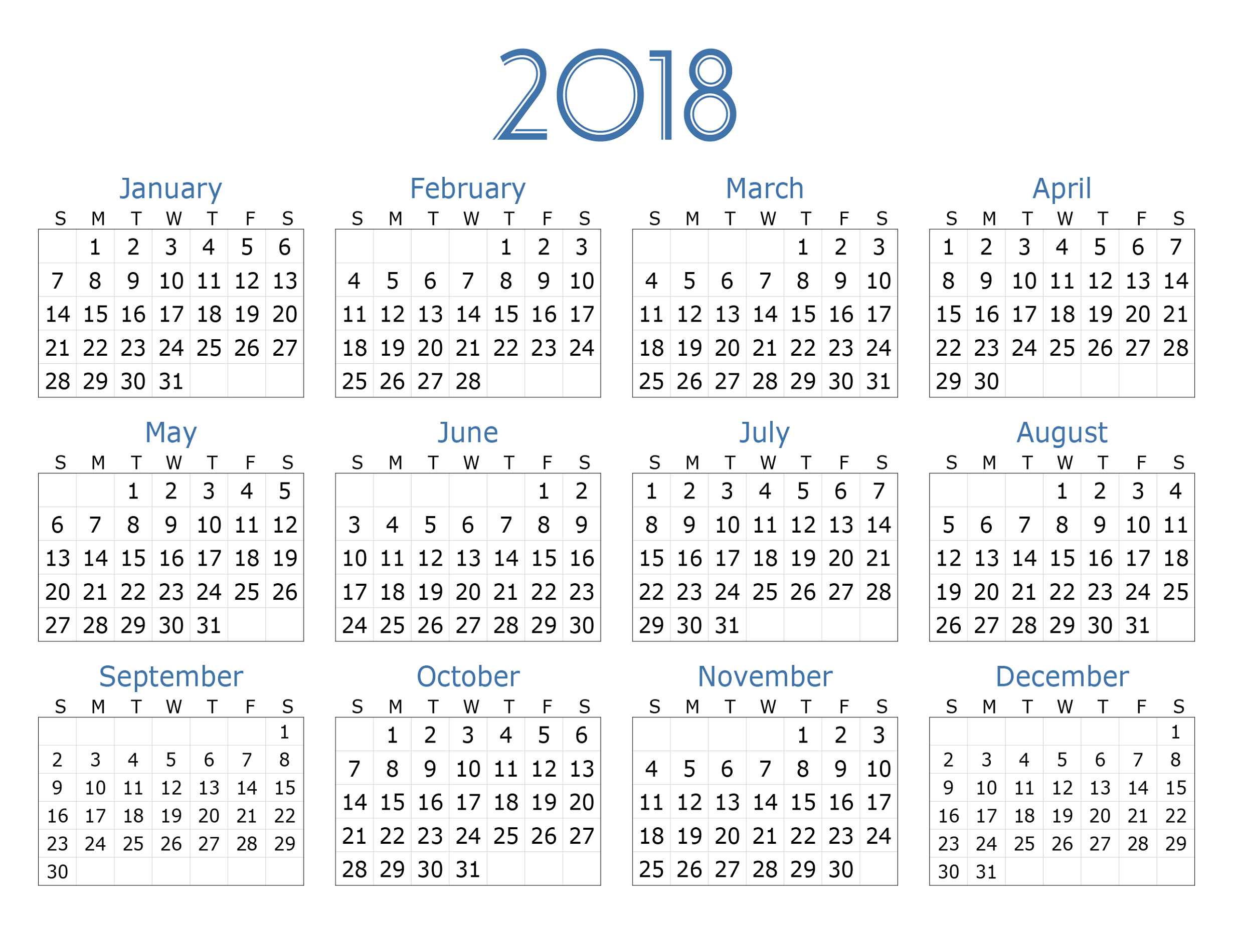 Calendar 2018 Printable