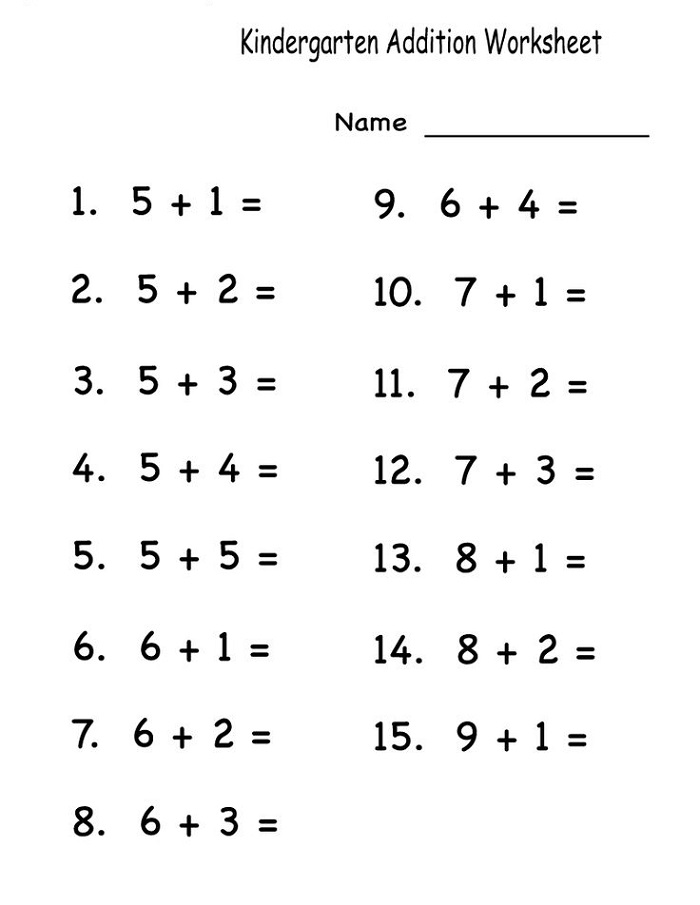 Children Homework Sheets Addition