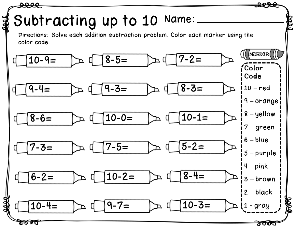 Children Homework Sheets Subtracting