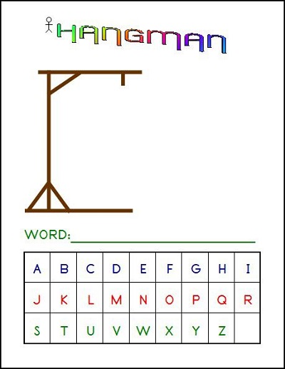 Hangman Word Games Activity Shelter