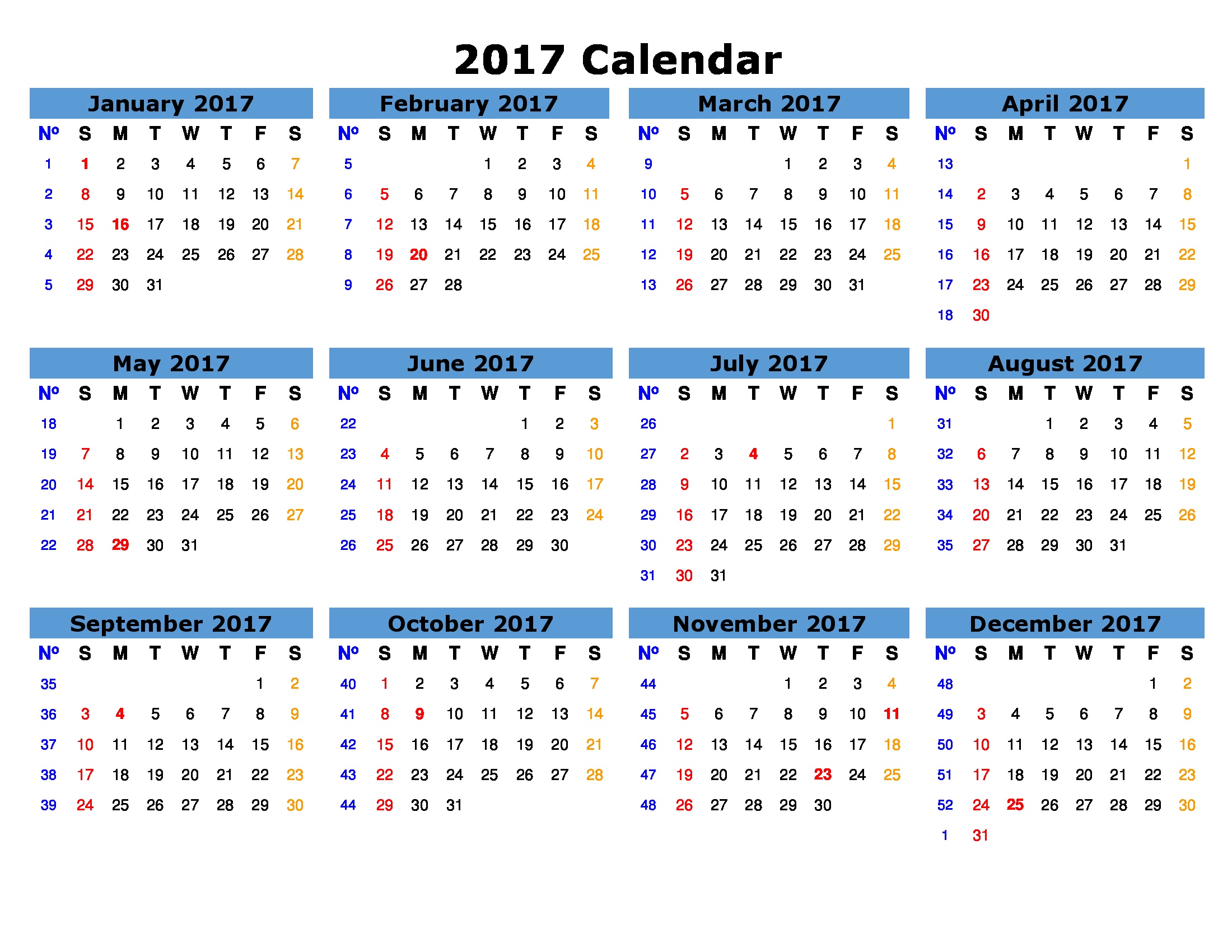 Printable Calendar Template