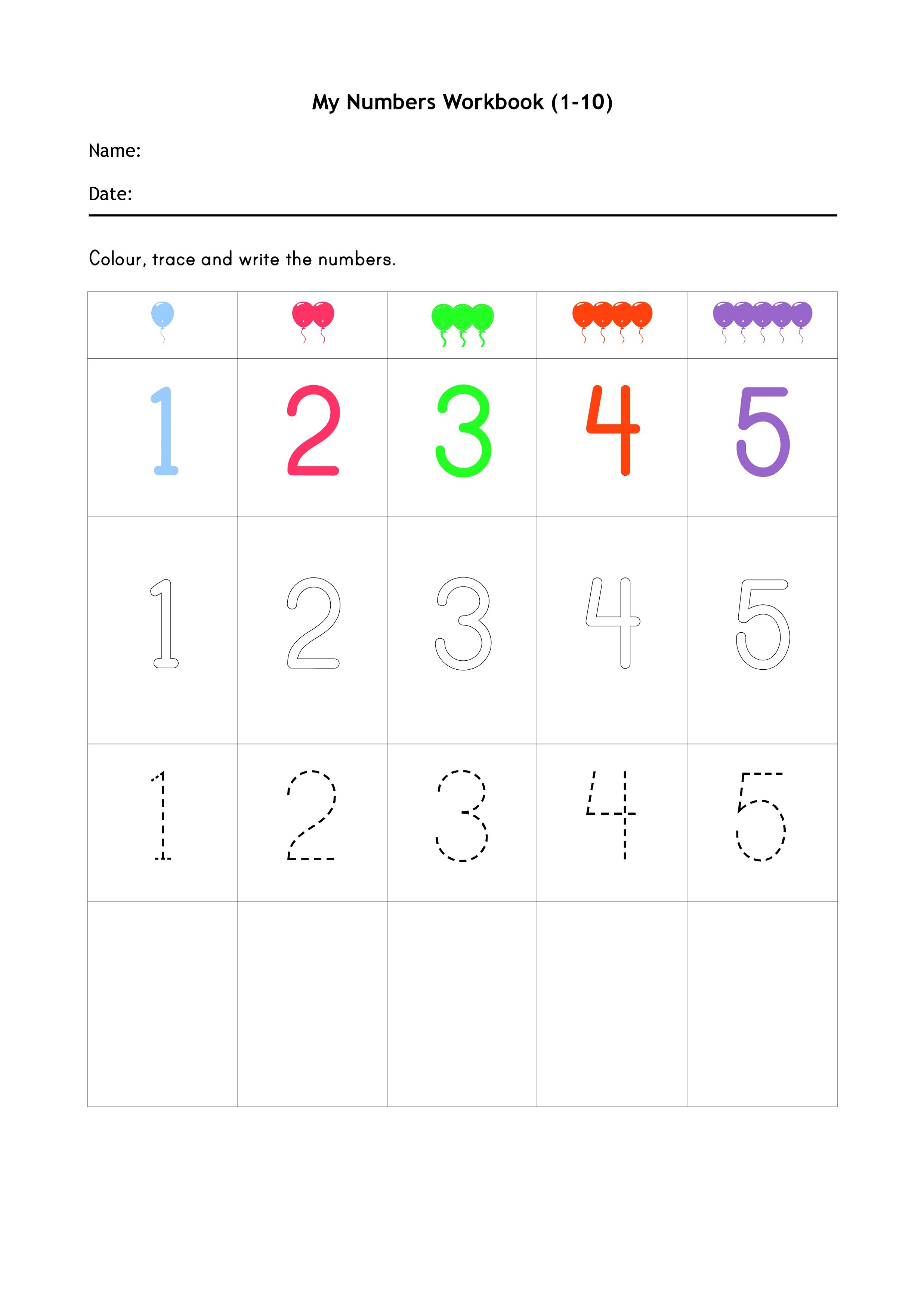 Math worksheets for reception