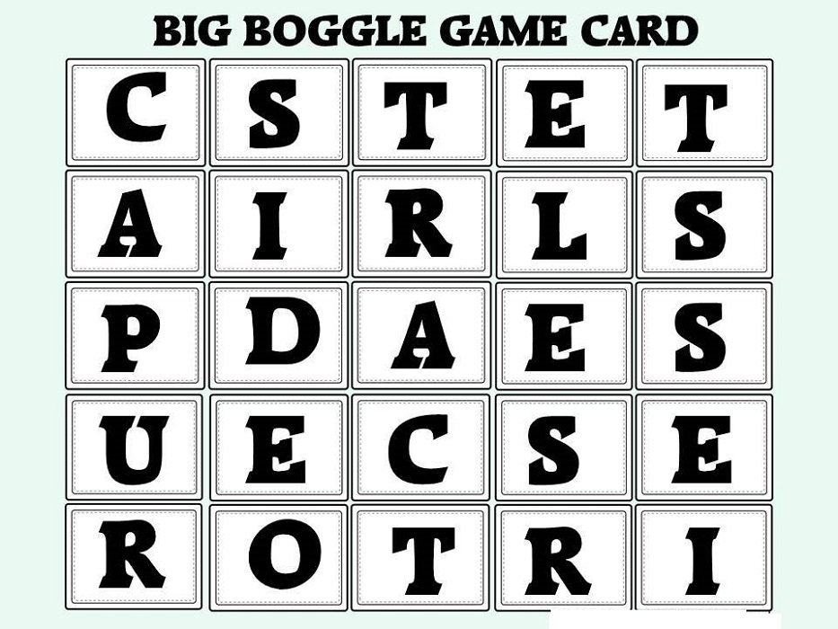 Word Games Boggle Card