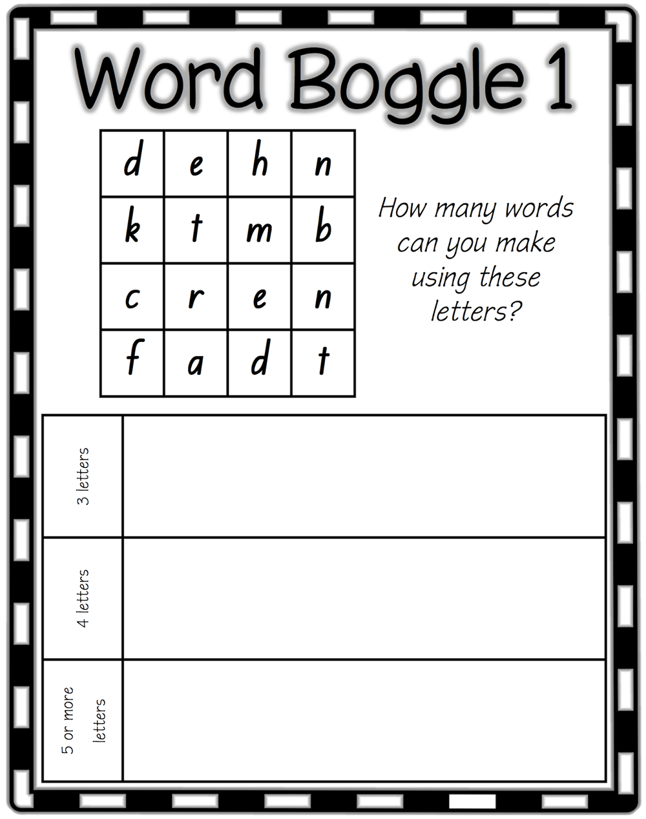 Word Games Boggle Work