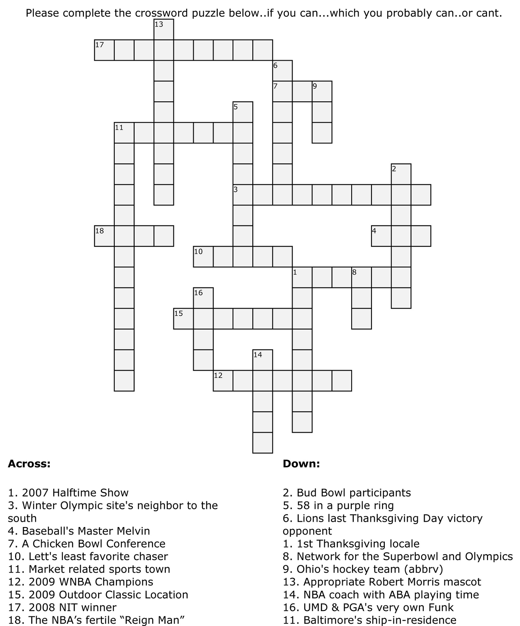 Basketball Crossword Puzzle Thanksgiving