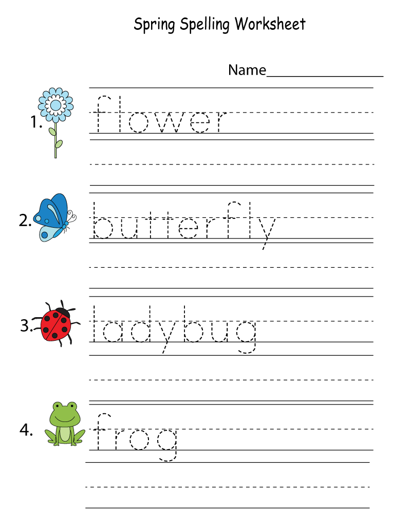Free Kids Activity Sheets Spelling