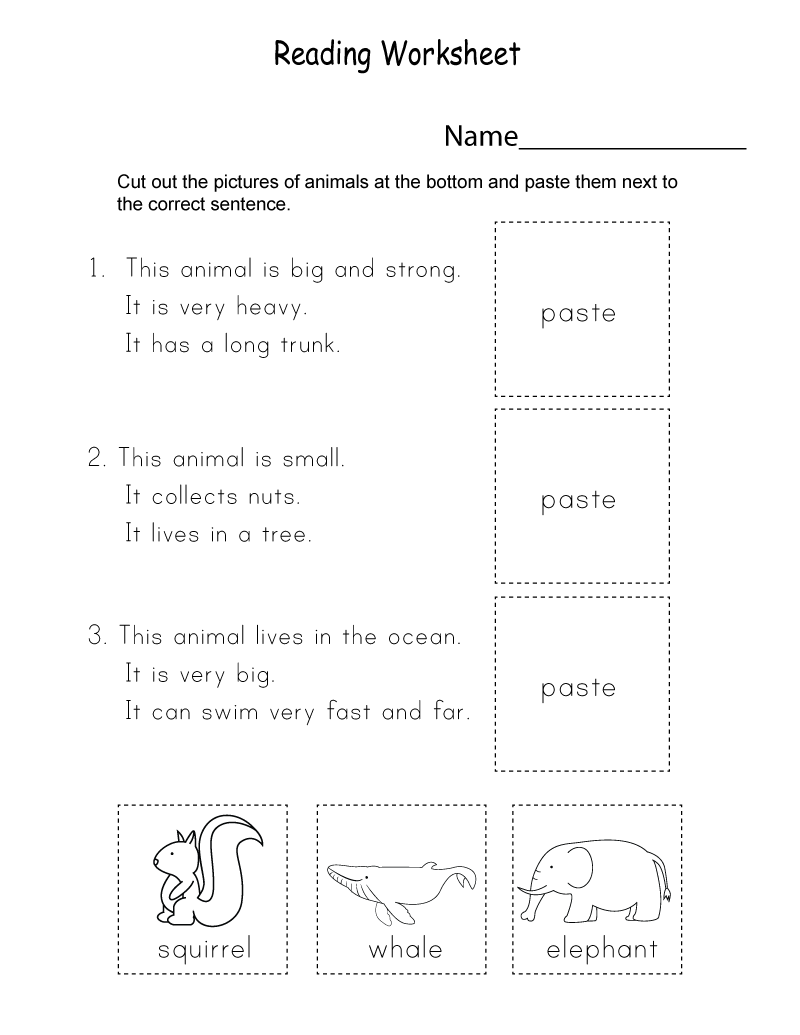 Free Literacy Worksheets Animal