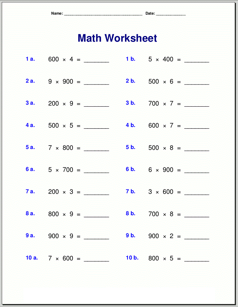 Printable Math Worksheets Grade 4 Free