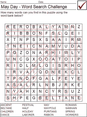 May Day Word Search Challenge