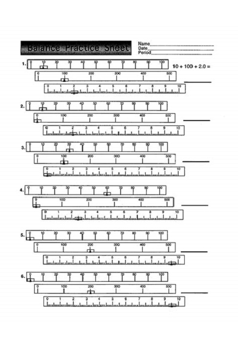 Pan Balance Worksheets Sheet