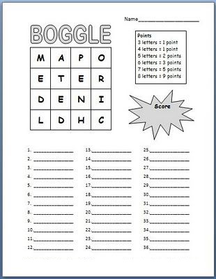 Rules of Boggle Printable Sheets | Activity Shelter