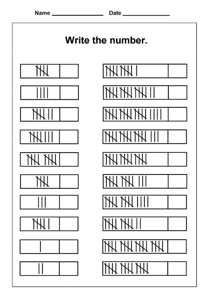 Tally Marks Worksheet Number