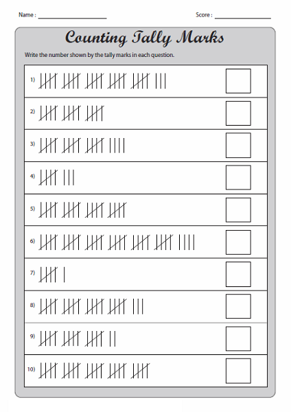 Tally Marks Worksheet Reading