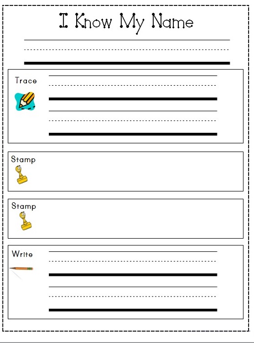 Handwriting Practice with Trace Name Worksheets | Activity Shelter