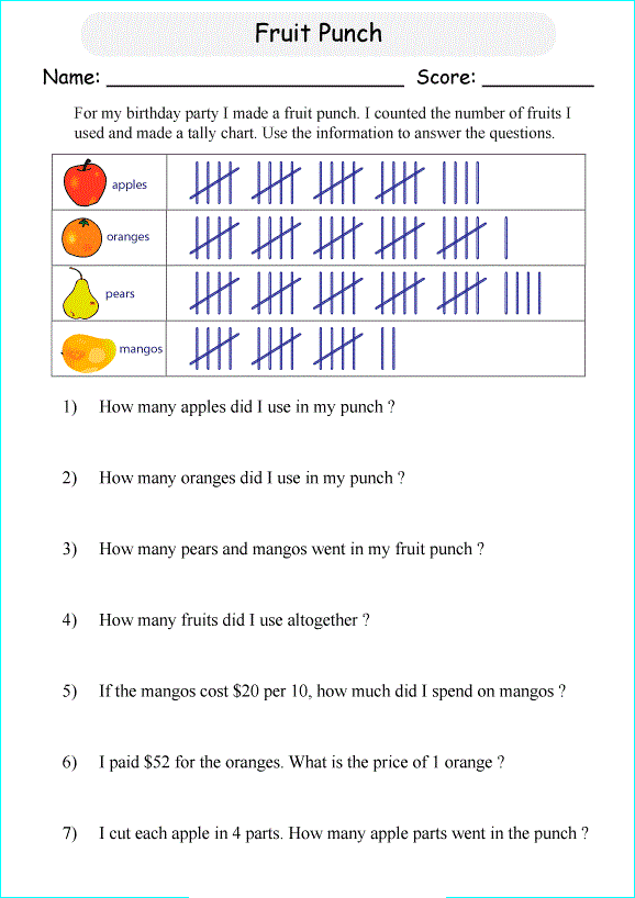 tally chart worksheet printable activity shelter