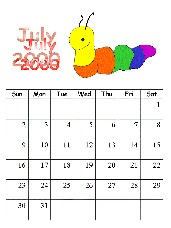 Dltk Kids Calendar July