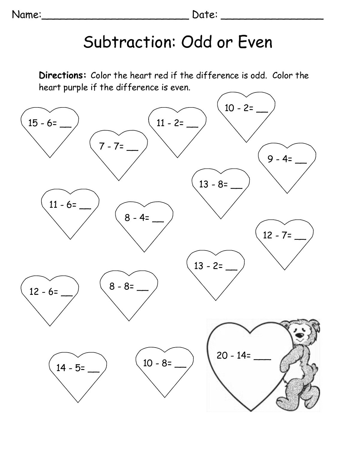 Fun Sheets for Kids Subtraction