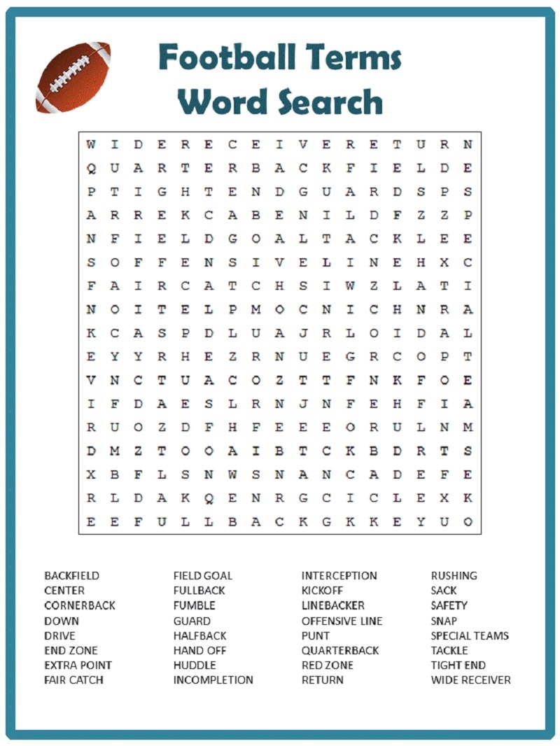 Nfl Word Search Football