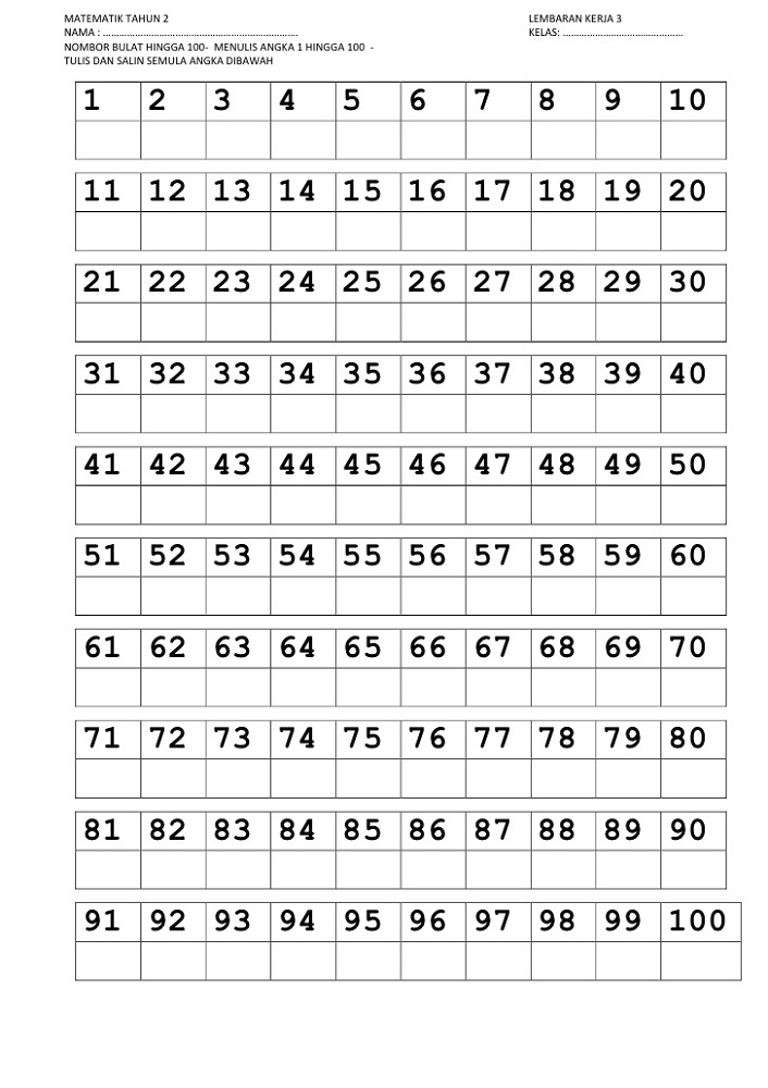 Free Printable Trace Numbers Worksheets 1 100