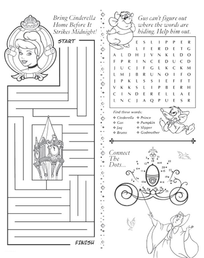 Free Activity Sheets Cinderella