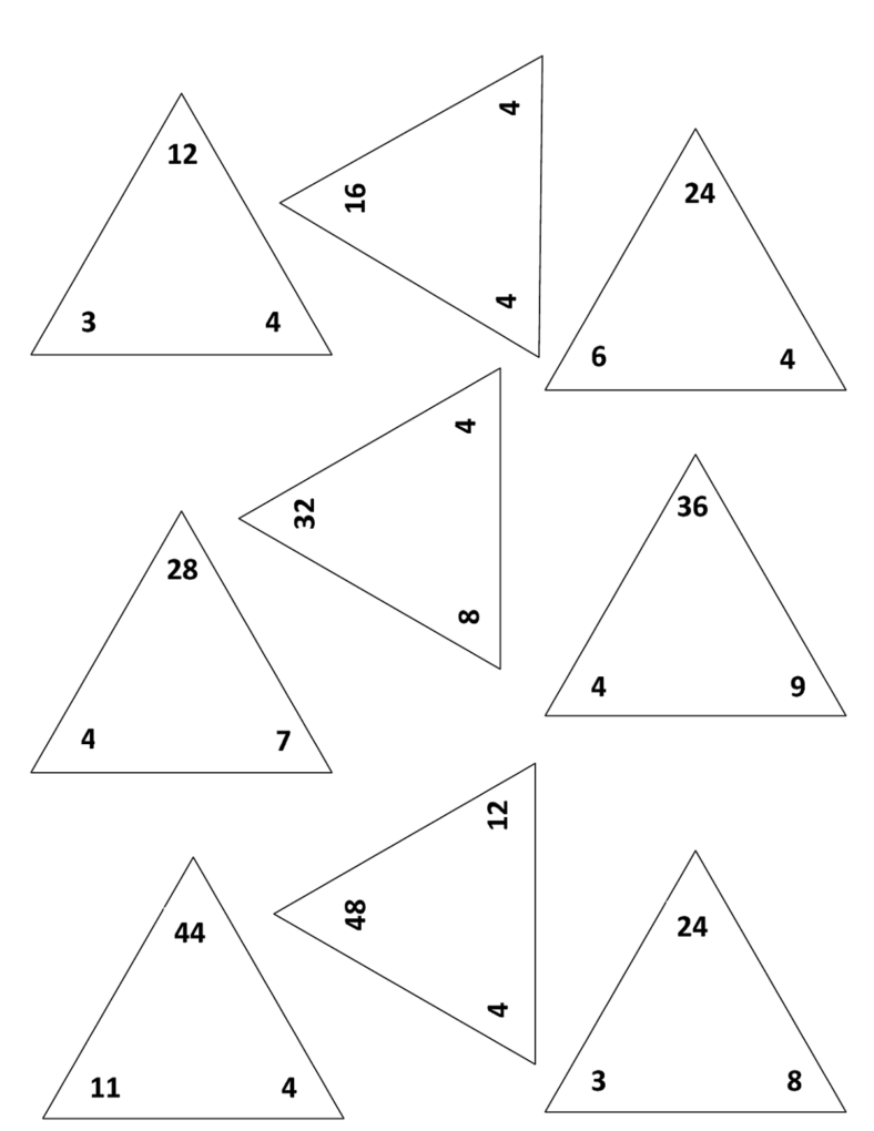 fact triangles worksheets activity