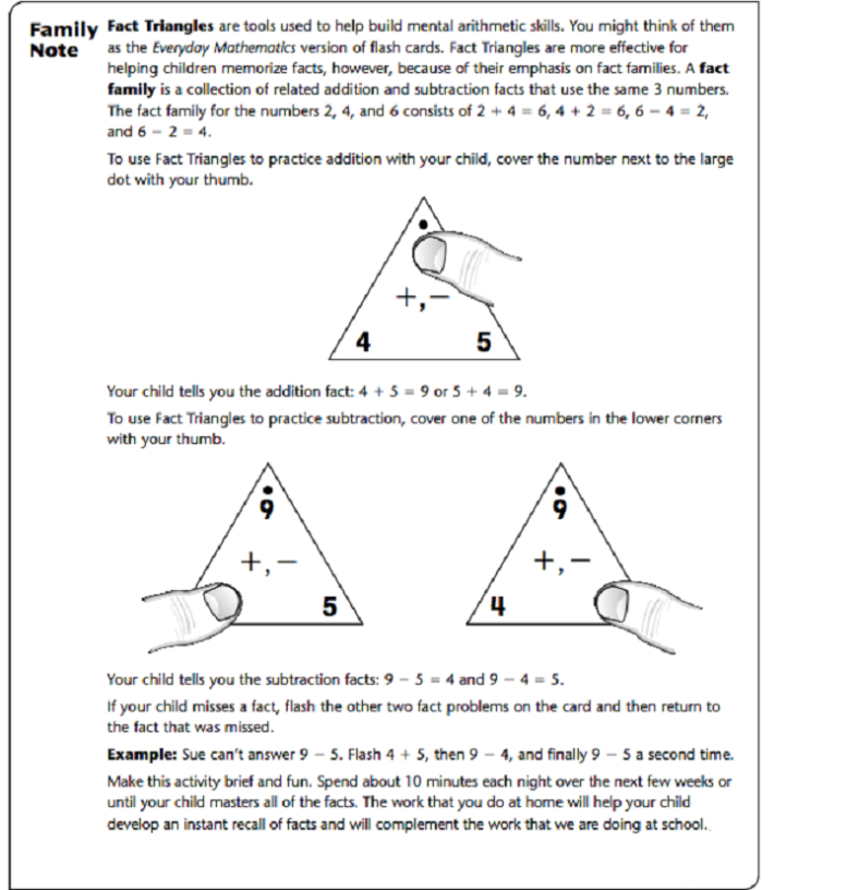 fact triangles worksheets page