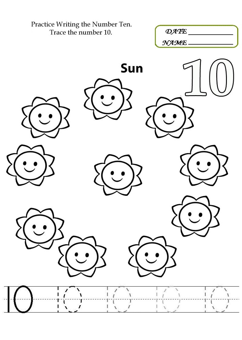 Number 10 Worksheets to Print | Activity Shelter