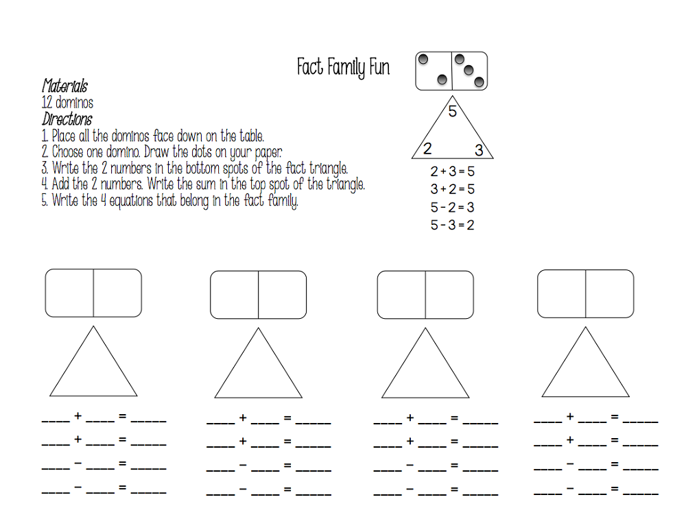 fact families worksheets printable