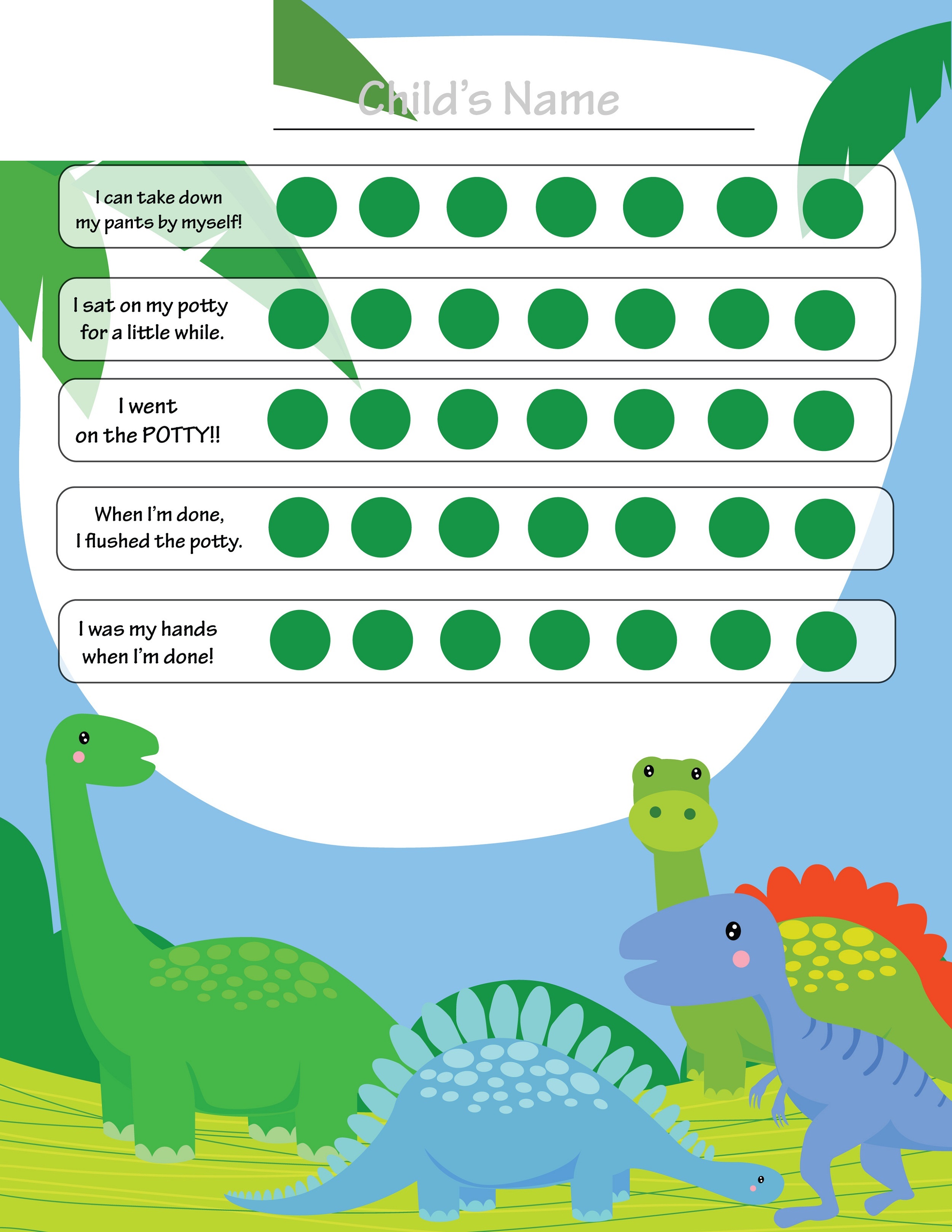 Dinosaur Potty Chart