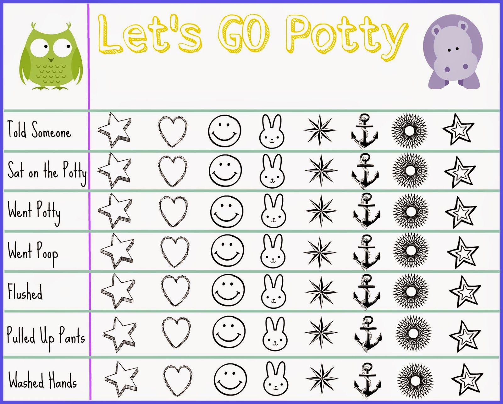 Potty Reward Charts Template Activity Shelter