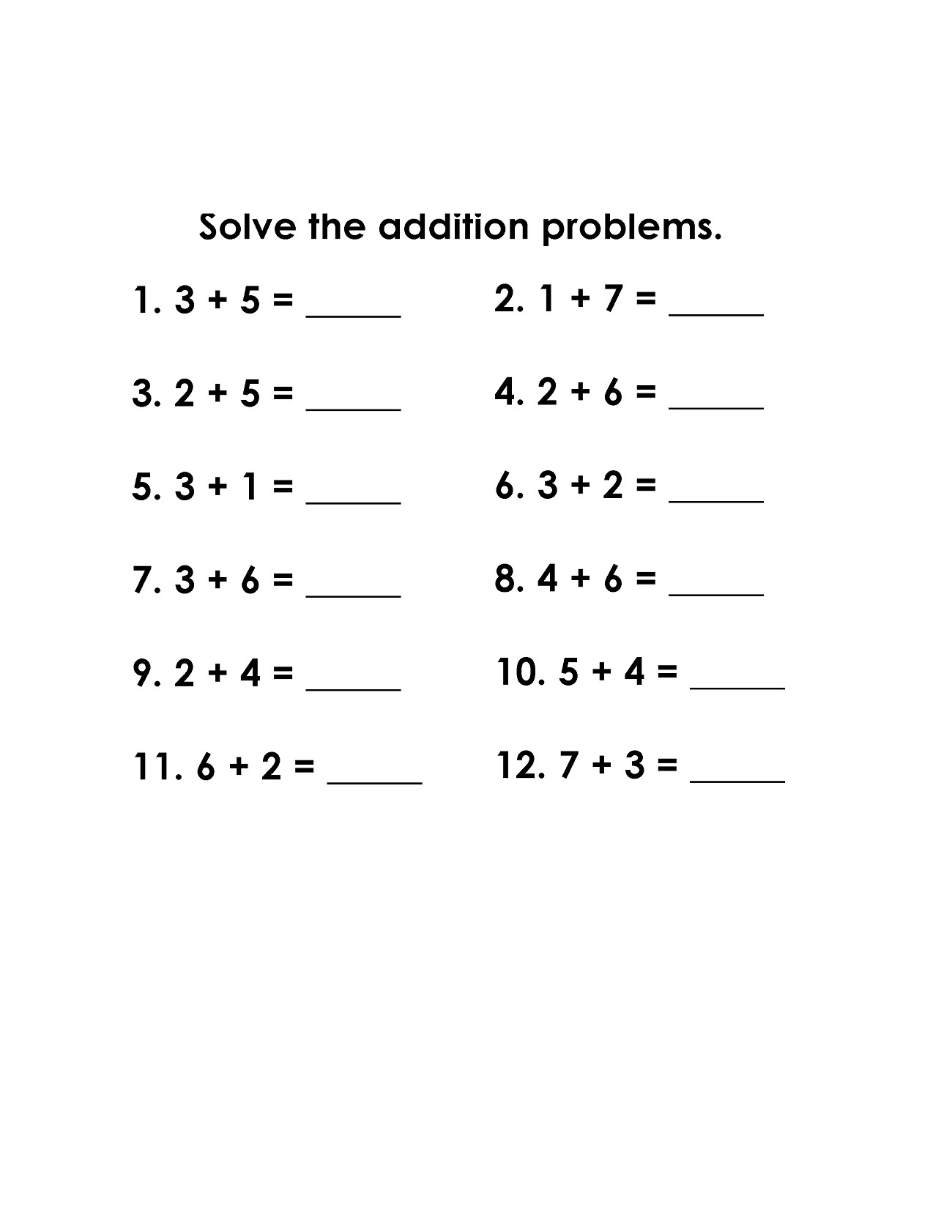 addition worksheets for kids