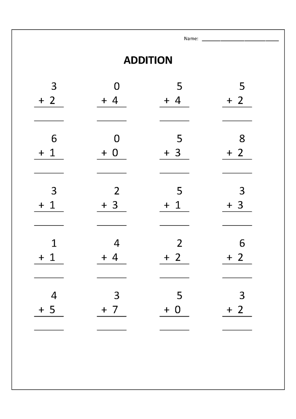 Free Printable Addition Sheets For Kindergarten