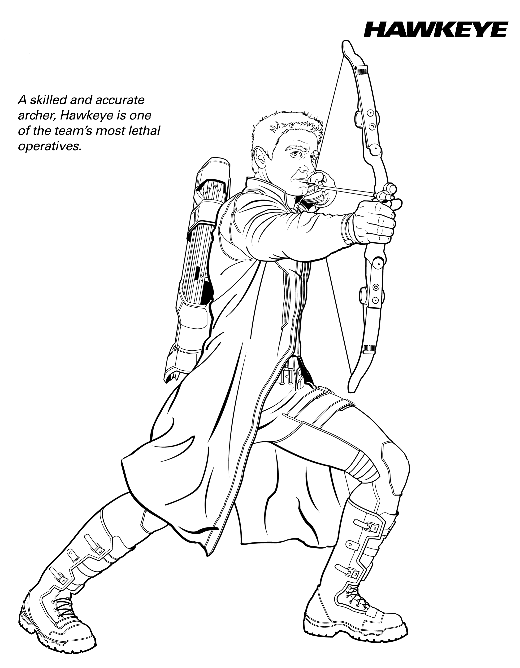hawkeye coloring pages easy