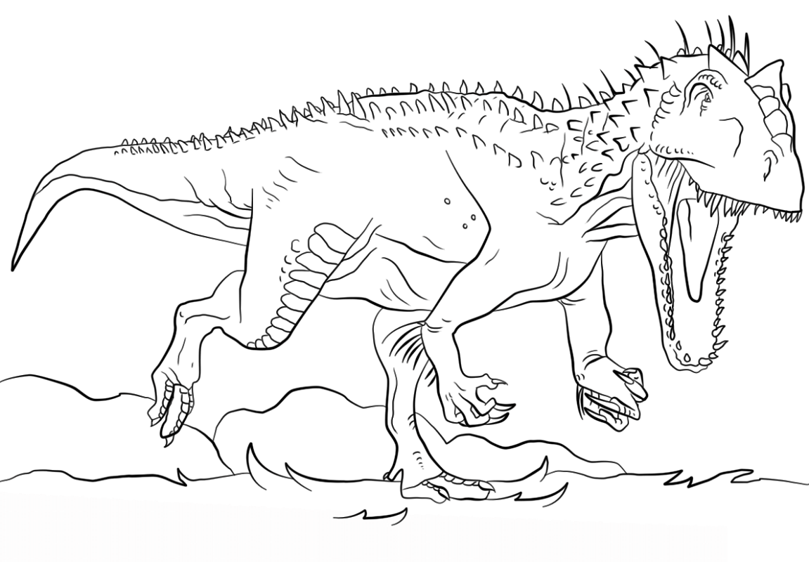 t rex coloring page for kids