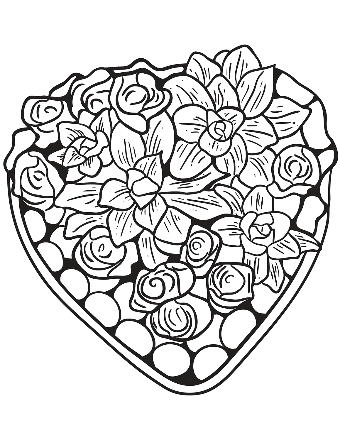coloring pages of hearts and flowers free