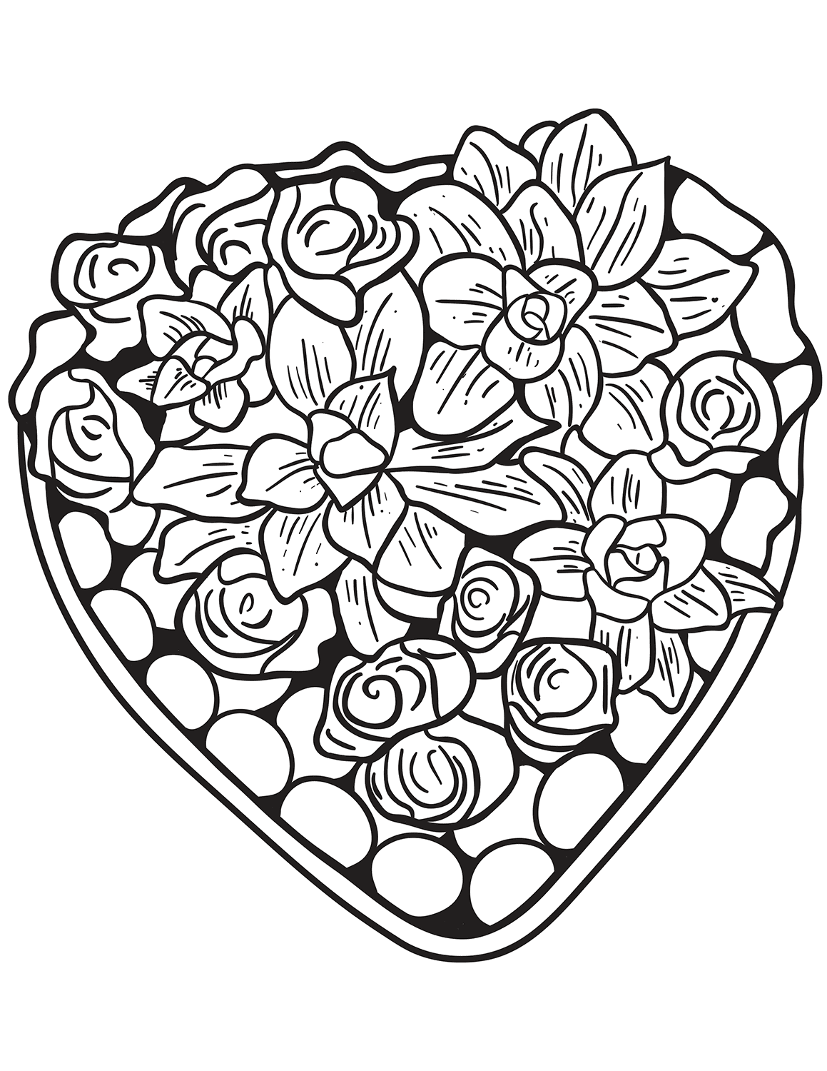 Coloring Pages of Hearts and Flowers | Activity Shelter