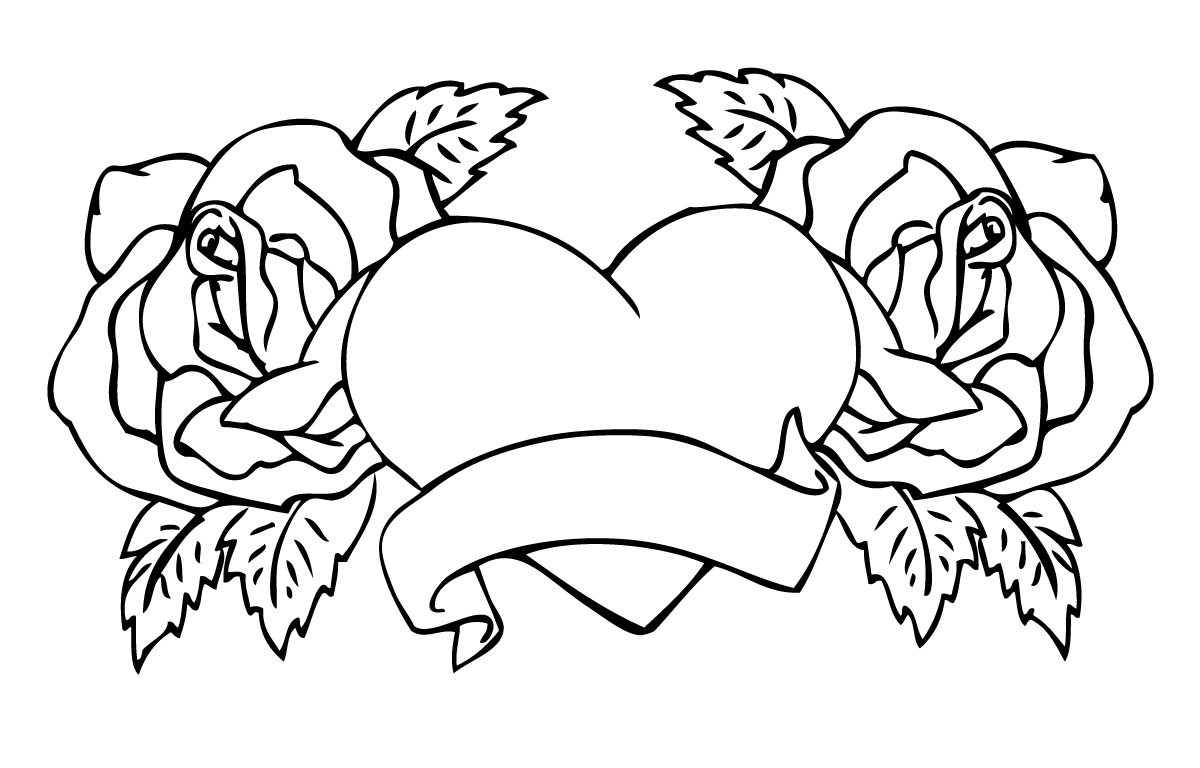 coloring pages of hearts and flowers printable 