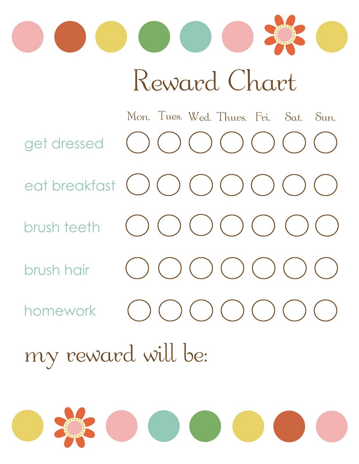 Eating Reward Chart Printable