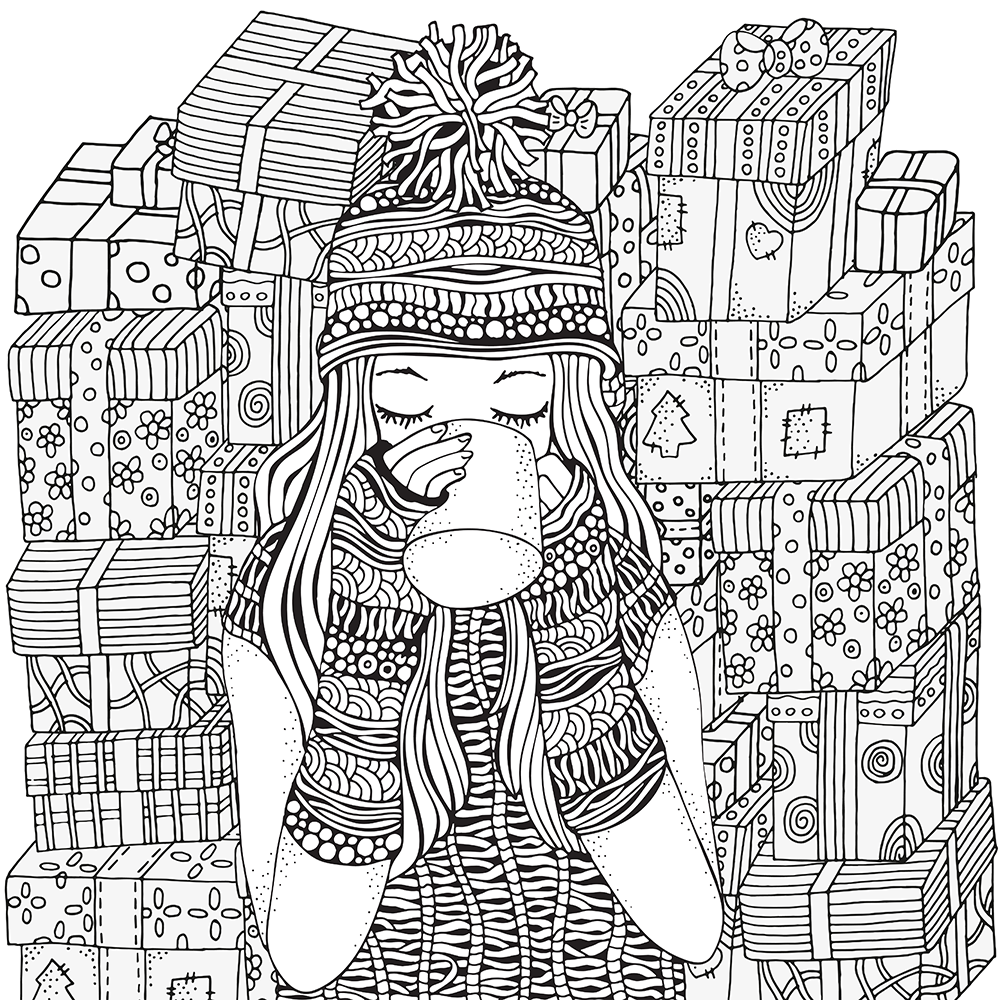 hipster coloring pages christmast