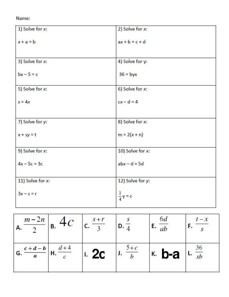 Literal Equations Coloring Activity  Activity Shelter Throughout Literal Equations Worksheet Answer Key