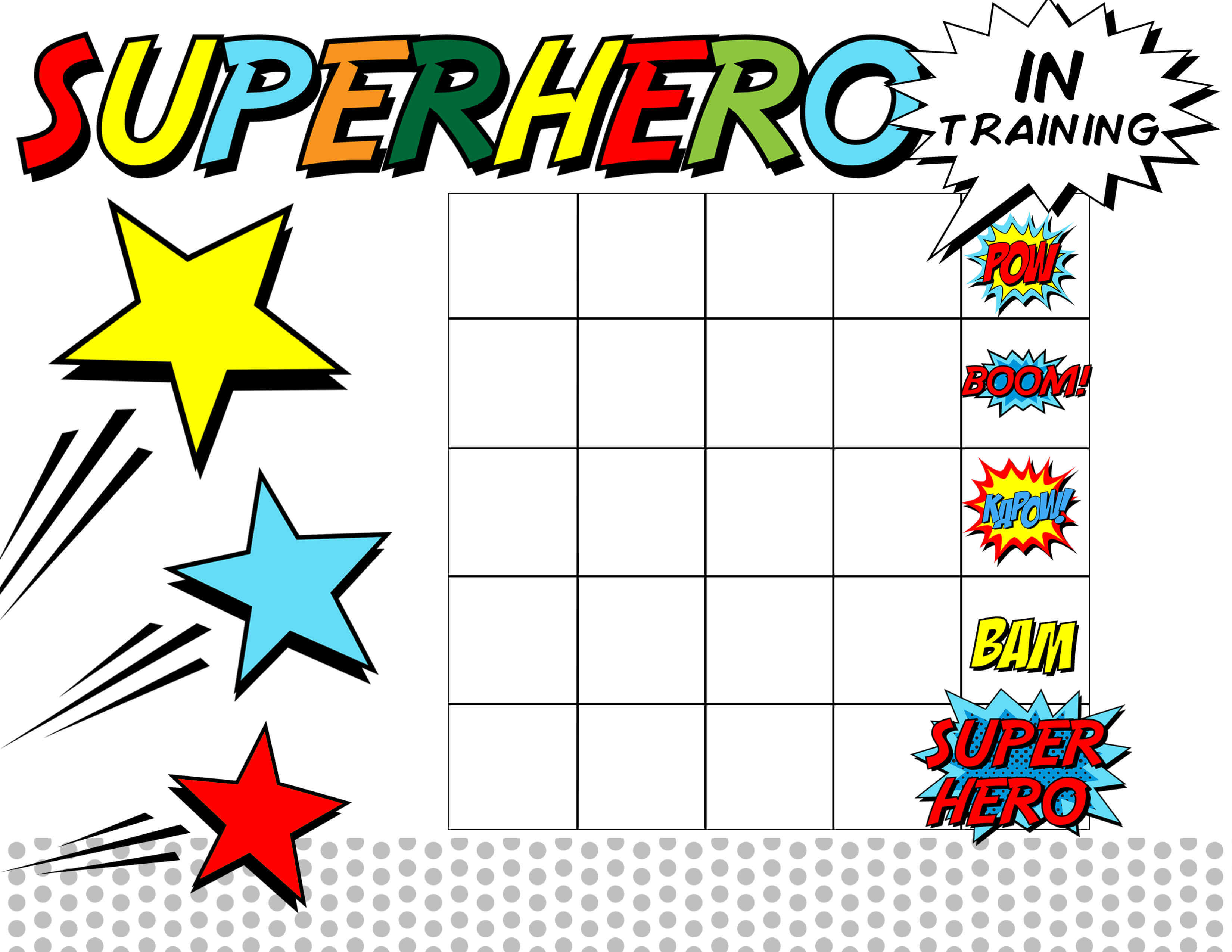 toddler reward chart printable superhero