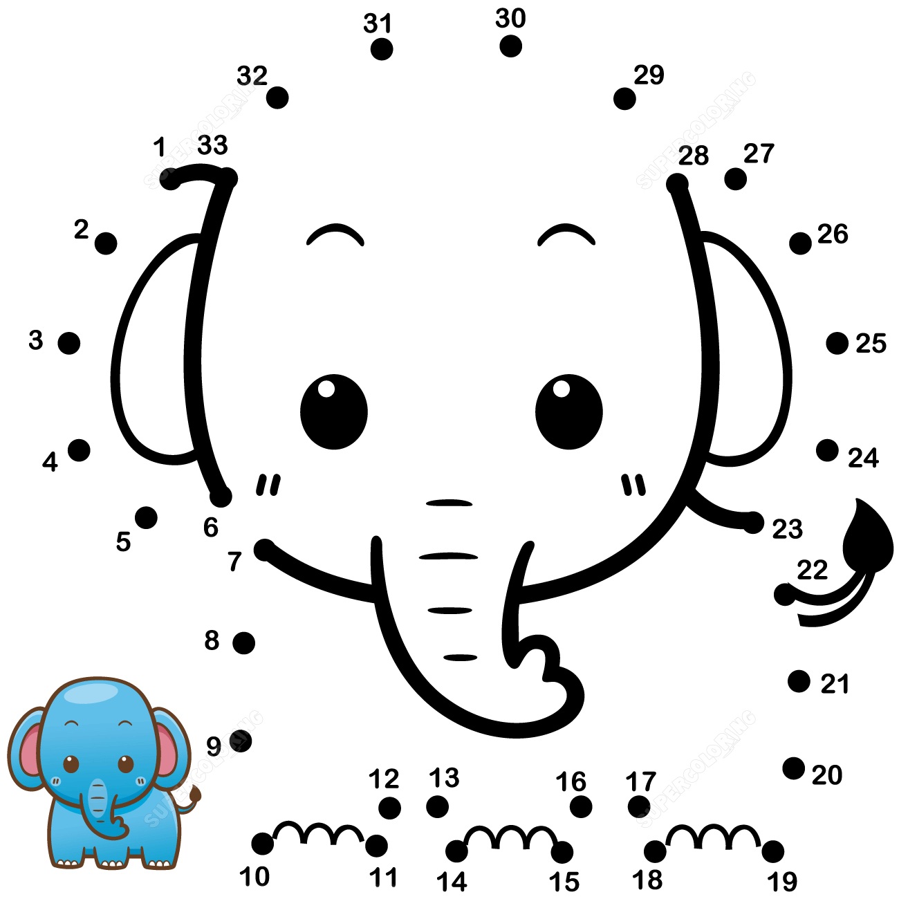 baby elephant coloring pages dot