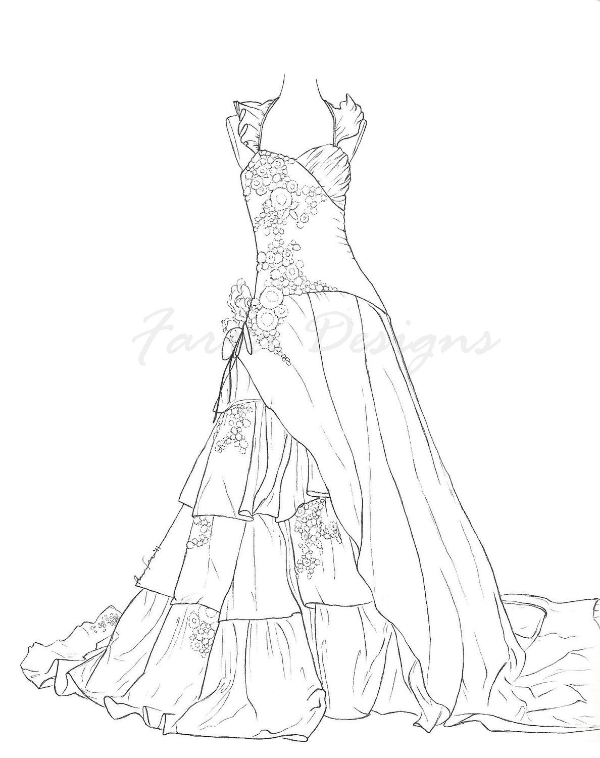 wedding dress coloring pages barbie